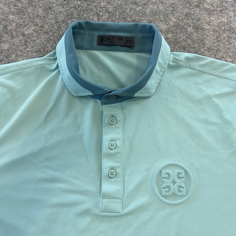 G/fore Men's Big Logo Golf Performance Polo Teal Size XXL